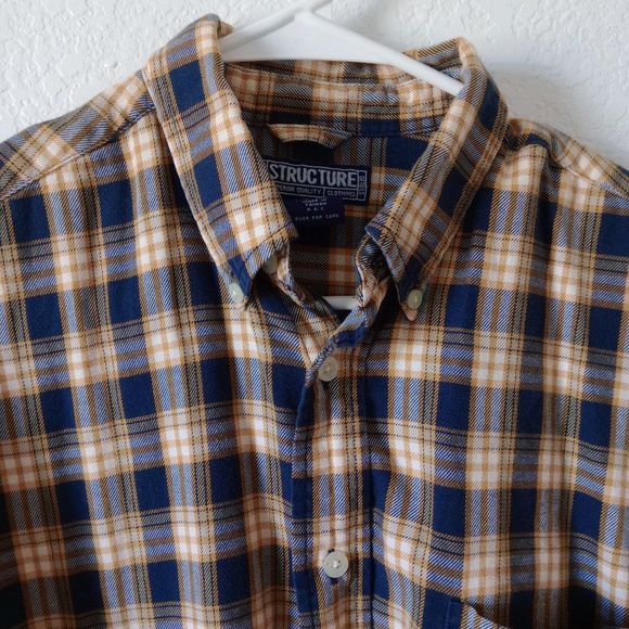 Structure Men's Casual Check Plaid Print Long Sleeve Button Down Shirt Small - Picture 5 of 7